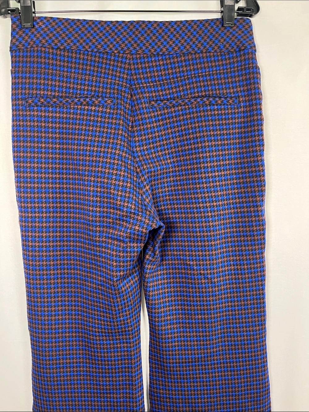 SPANX the perfect pant high rise flare houndstooth blue brown jacquard sz L - Picture 8 of 8